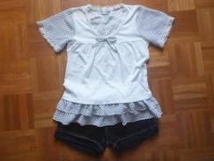【150㎝上下】お嬢様風のTシャツと黒短パン