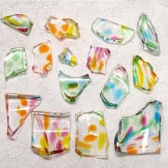 ガラスカレット☆透明色カラフルまだら模様☆ガラスナギット材料に最適♪☆608☆