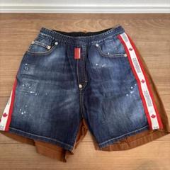 DSQUARED2 デニムショートパンツ ハーフパンツ ワッペン ダメージ DSQUARED2 デニム ハーフパンツ ショート ダメージ加工 44