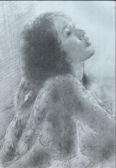 【パリで描かれた1977年作】CAGRAIN CANSO 作 鉛筆画 / 木炭画 パリで描かれた1977年作】CAGRAIN CANSO 作 鉛筆画 / 木炭画