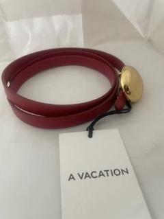 A VACATION 赤いレザーベルト ゴールドバックル