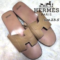 HERMES エルメス Hサンダル ケブラール ベージュ ウッドソール