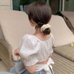 ミニ丈リボントップス❤️フリル袖　夏デートにおすすめ