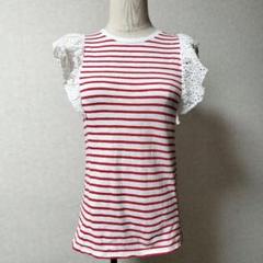 ダディオダディ レース刺繍 飾りスリーブ T シャツ カットソー ボーダー