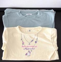 ワッフル生地シャツ　ユニコーンプリント Tシャツセット　女児　140cm