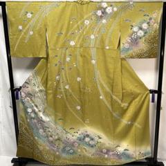 専用　D324   振袖　辻ヶ花　金彩　イエロー　正絹　着物　袷　美品 専用 D324 振袖 辻ヶ花 金彩 イエロー 正絹 着物 袷 美品
