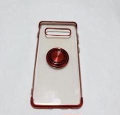 GalaxyS10+ケース リング 透明 TPU クリア リング付きケース 赤