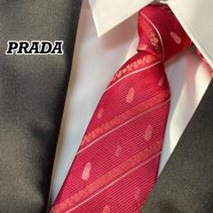✨激レア✨美品 PRADA ネクタイ ストライプ ワインレッド 高級シルク