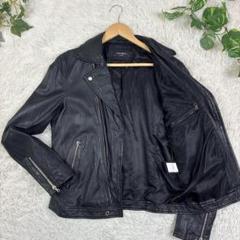 美品　アンノウン　ラムレザー　シワ加工　ダブルライダース　レザージャケット　L