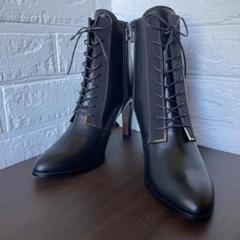 新品未使用　LANVIN レースアップブーツ　ブラック　天然皮革