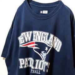 NFLニューイングランドペイトリオッツデカロゴ Tシャツ ネイビー紺色XL古着