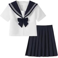 セーラー服上下 ホワイト×ネイビー 制服 コスプレ L