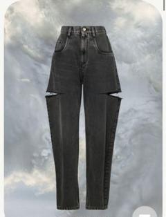 Maison Margiela カットアウト　スラッシュデニム　ブラック 48 Maison Margiela カットアウト スラッシュデニム（空前の大