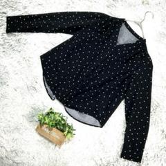 美品❗️【Vis】ビス Vネックドット柄ブラウス (F) 黒