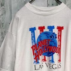 【※希少】PLANET HOLLYWOOD★ビッグプリント tシャツ 白 L