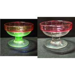 ウランガラス　花瓶　大正ロマン　赤縁フリル　電笠　氷コップ　飴屋瓶　アンティーク ウランガラス 花瓶 大正ロマン 赤縁フリル 電笠 氷コップ 飴屋瓶