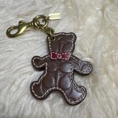 美品 COACH コーチ クマ チャーム キーホルダー レザー