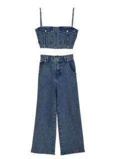 ZARA ZW ビスチェデニムジャンプスーツ S