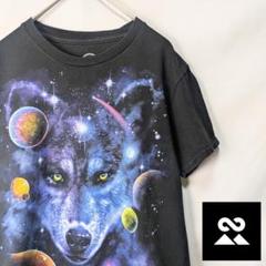 DOM　アニマルTシャツ　希少サイズ　オオカミ　宇宙　惑星　ブラック