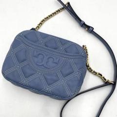 【良品】トリーバーチ　ショルダーバッグ　フレミング　チェーン　レザー　ブルー