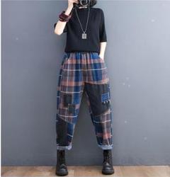 大きいサイズ レディース デニム　パンツ　ウエストゴム　 新品 チェック