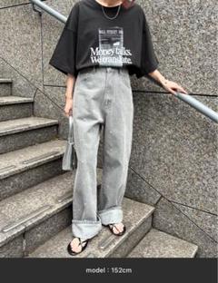 アイスー　オーバーサイズプリントTシャツブラック