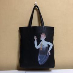 バリー　イラスト付きブラックトートバッグ