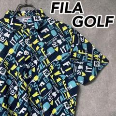 FILA GOLF フィラゴルフ 総柄 ロゴ 半袖 ポロシャツ ゴルフ ウェア