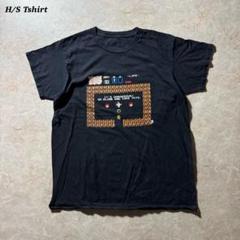 H/S Tshirtレトロ古着ピクセルunisexゲーム短丈フェードブラック美品