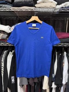 【即発】ラコステ　LACOSTE　半袖　S相当　Vネック　ブルー　OP229