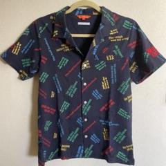 BEAMS GOLF 半袖シャツ ネイビー テキストプリント