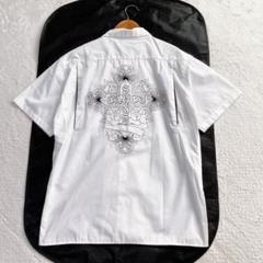 美品 CLUCT クラクト 半袖シャツ 刺繍 ドクロ 十字架 ホワイト 白 M
