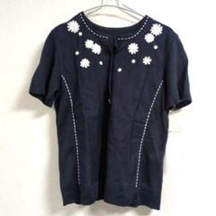 新品　7号　レリアン　ネイビー　紺　サマーニット　リネン　小さいサイズ