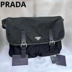【極美品】PRADA メッセンジャーバッグ　ラムレザー　三角ロゴ　希少アイテム 1円【極美品】PRADA プラダ ショルダーバッグ メッセンジャー