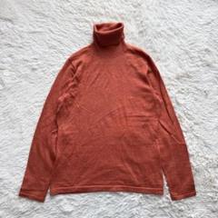 C5【ランズエンド】タートルネックニット　長袖　オレンジ　L 絹カシミヤ混合