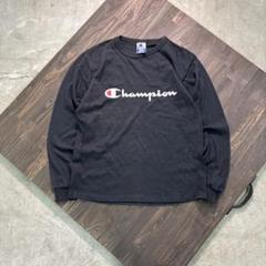 7BS3【Champion】90’s USA製　ロゴプリント長袖Tシャツ　古着