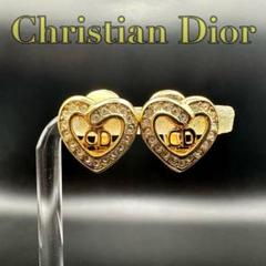 Christian Diorハート型 ラインストーン　イヤリング　DCロゴ 23005340_01.jpg