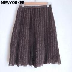 新品 NEWYORKER ニューヨーカー リネン混フレアスカート M ブラウン系 NEWYORKER - 新品 NEWYORKER ニューヨーカー リネン混フレア