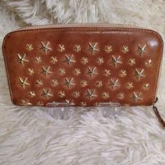 JIMMYCHOO レザー スタースタッズ 長財布 ブラウン
