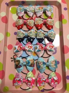①お買い得♪ 6ペア 12本 ヘアゴム セット ハンドメイド グログランリボン
