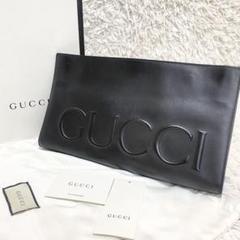 GUCCI グッチ ロゴエンボス クラッチバッグ レザー 黒 409382