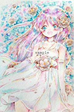 イラスト 手描き 原画 オーダーページ 夜型うさぎ様専用】オーダー原画.手描きイラスト - メルカリ