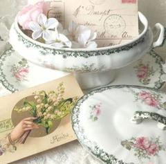 希少　美品　サンタマン　鈴蘭　薔薇　ソーシエール　フランスアンティーク 希少 美品 サンタマン 鈴蘭 薔薇 ソーシエール フランス