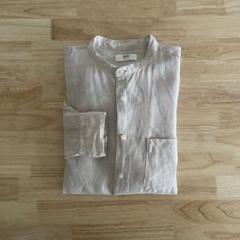 UNIQLO ユニクロ　スタンドカラー　リネンシャツ　生成　M