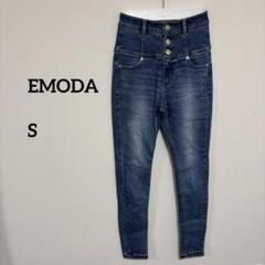 美品♡EMODA ブラック インディゴ ハイウエストダメージスキニーデニムパンツ EMODA（エモダ）の「ハイカットハイウエストパギンス（デニム