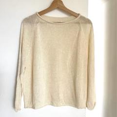 FACTORY ベージュ 半袖Tシャツ風セーター ベルギーリネン ファクトリー | STORES