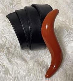 KRIZIA レザー ベルト オレンジ バックル