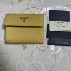 PRADA 三つ折り財布ペーパーミニウォレット 黄色【留め具不良あり】