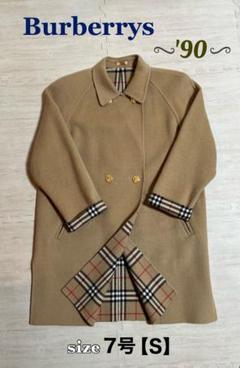 ’90 BURBERRY バーバリー　カシミヤ混ウールコート　ダブル金釦　7号 90 BURBERRY バーバリー カシミヤ混ウールコート ダブル金釦 7号