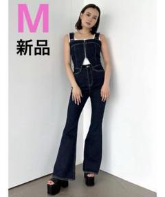 新品未使用　EMODA エモダ　デニムフレアジップサロペット　M